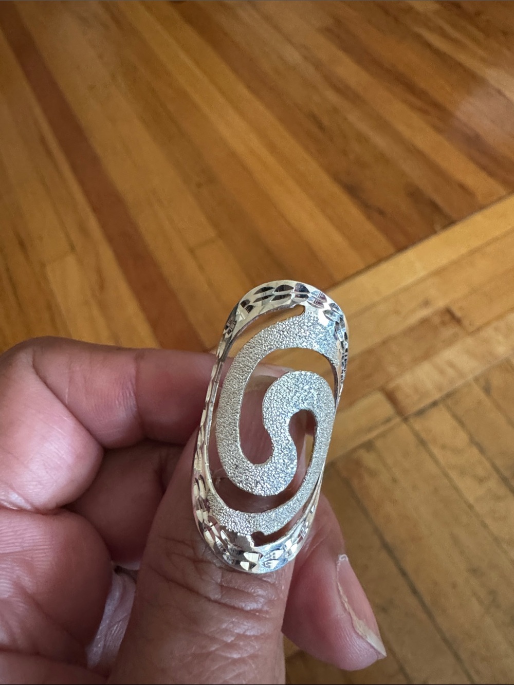 Sculpted Swirl Openwork Ring - Silver#7